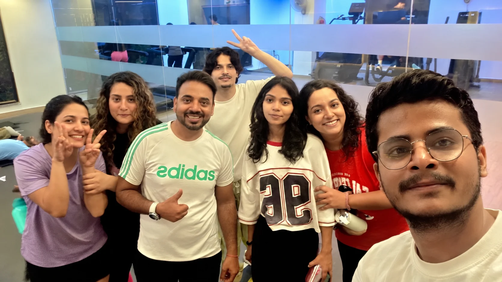 Dancing Dynamos studio group selfie, featuring Shaly, Misty, Amit, Mohit, Sonali, Shivani and Prakher